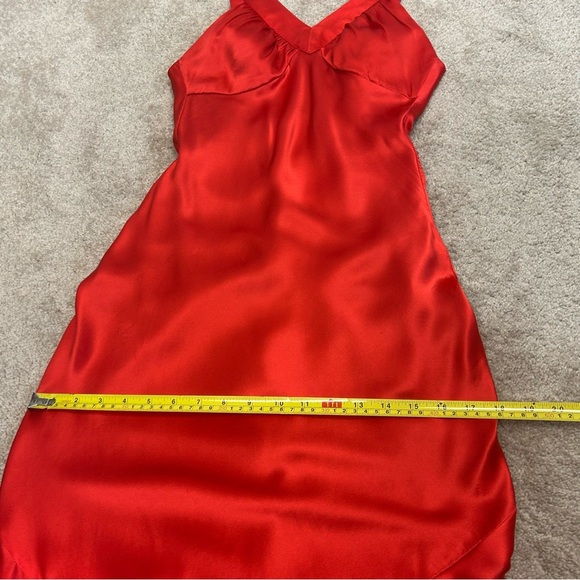 Jovani red satin silk V-neck ruched evening gown dress prom bridesmaid 2 - Picture 8 of 11
